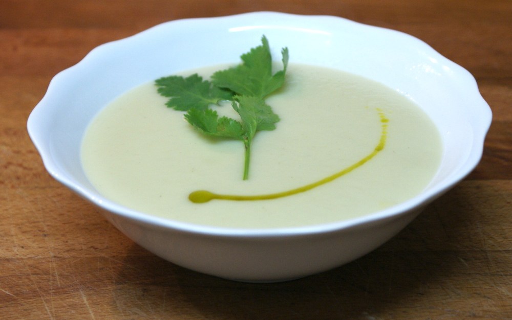 Crema de calçots y berenjena